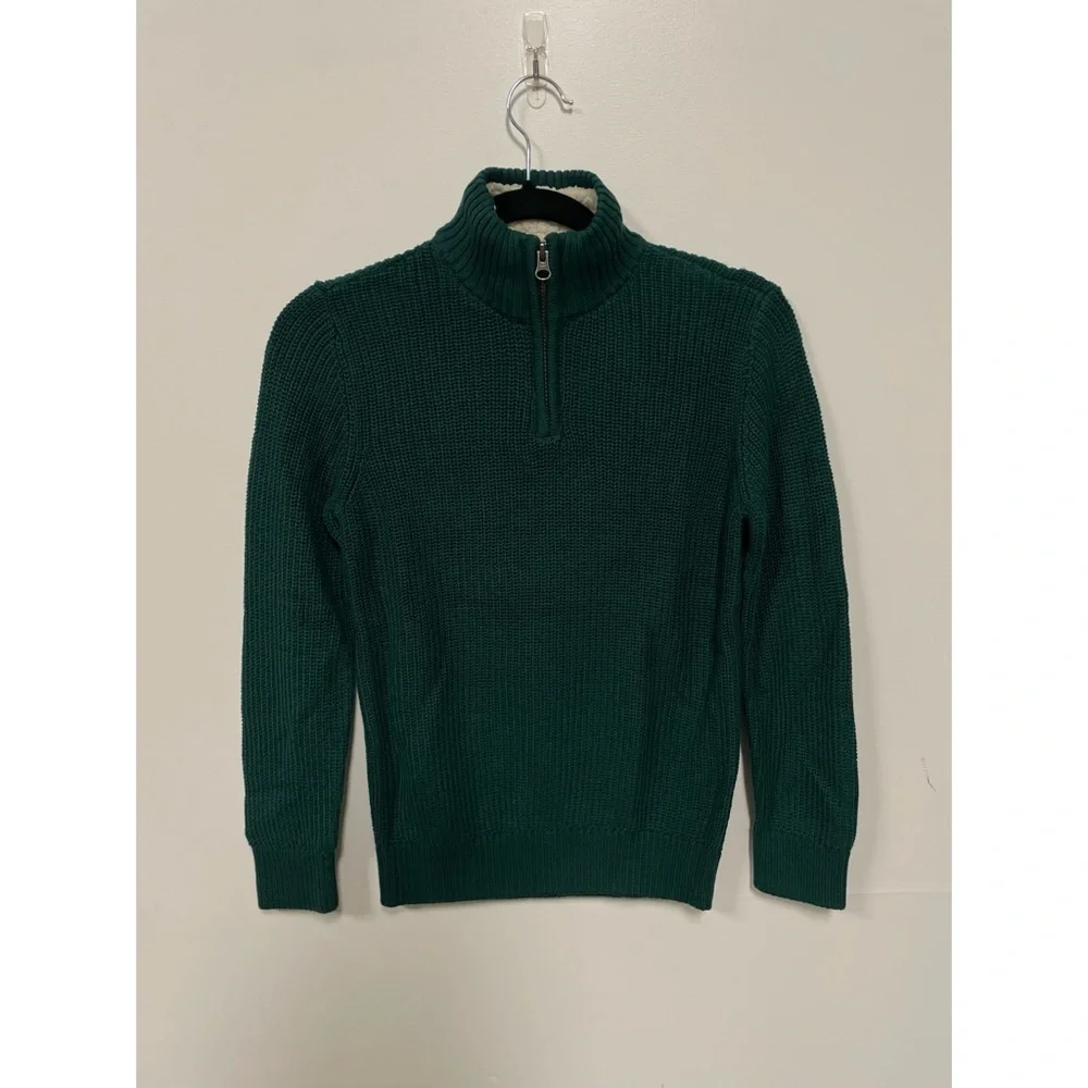 NWT The Children's Place Boys 1/4 Zip Sweater Green Size L (7/8)